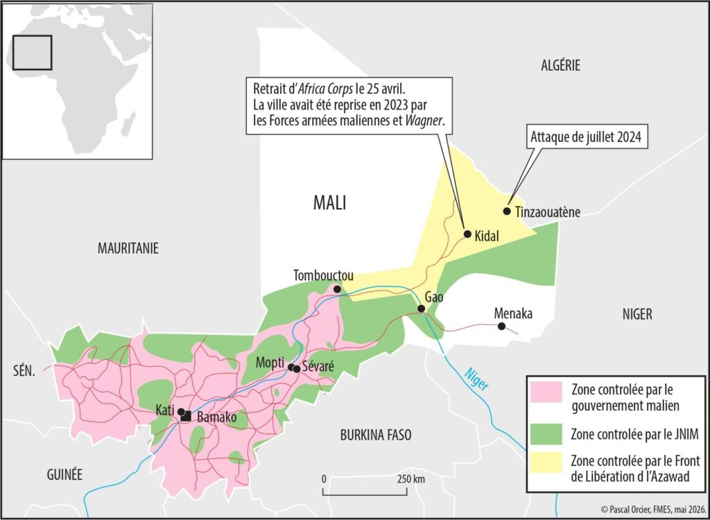 Carte des zones de conflit au Mali en 2026