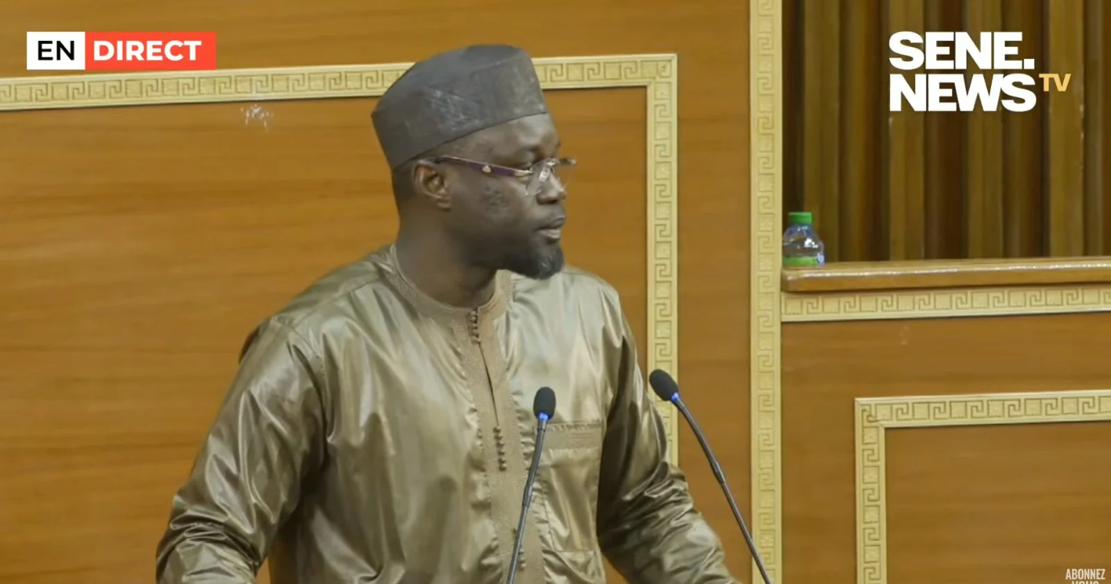 Portrait d’Ousmane Sonko lors d’un discours sur l’homosexualité
