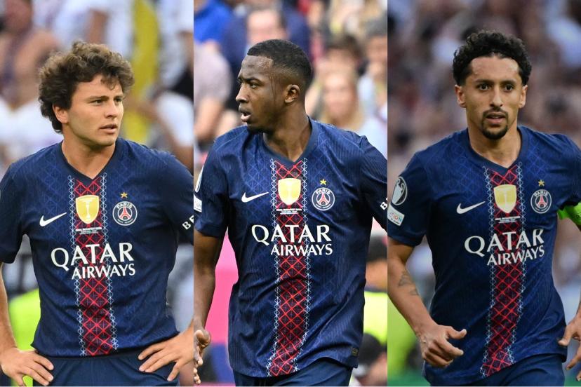 João Neves, Willian Pacho et Marquinhos ont reçu les trois meilleures notes des internautes. (A. Mounic, S. Mantey, P. Lahalle/L'Equipe)