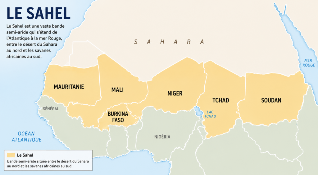 Carte du Sahel illustrant l'étendue de la crise humanitaire