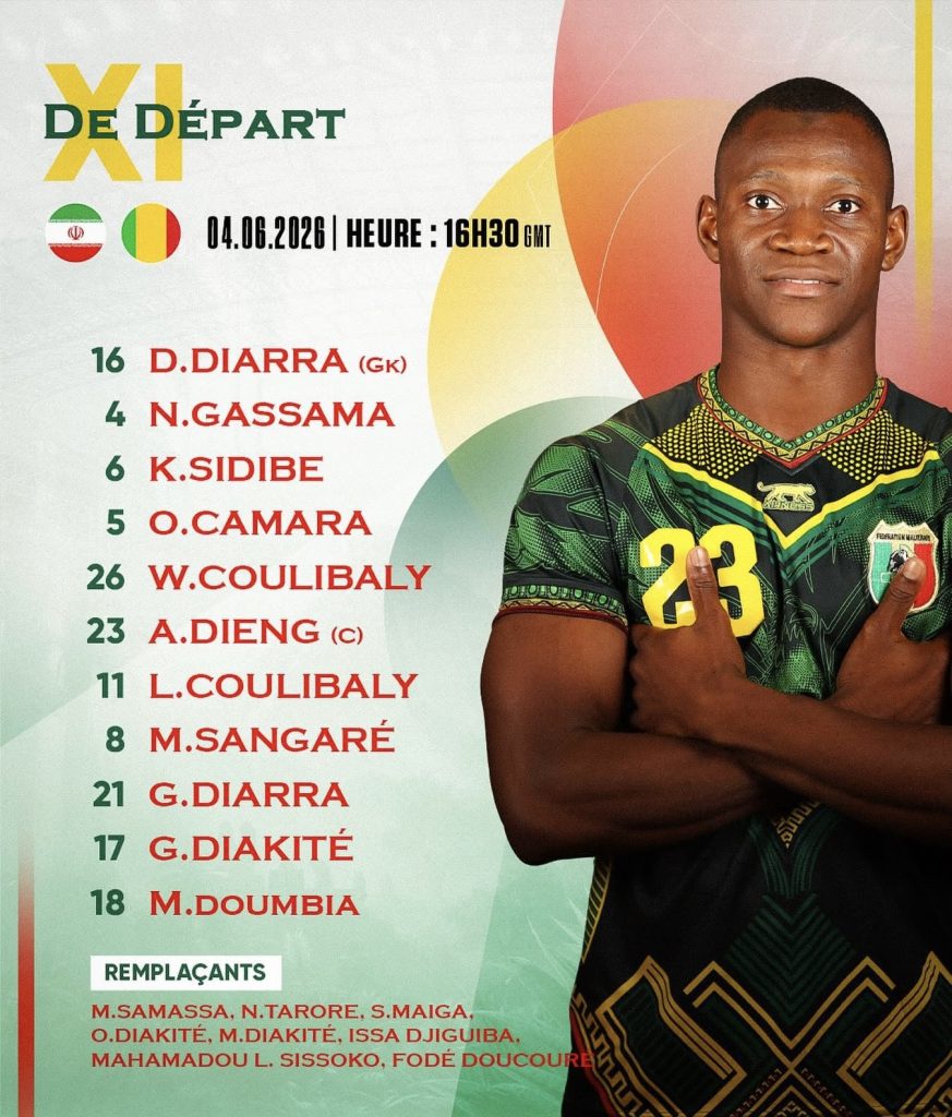 Les joueurs du Mali en préparation avant le match amical contre l'Iran