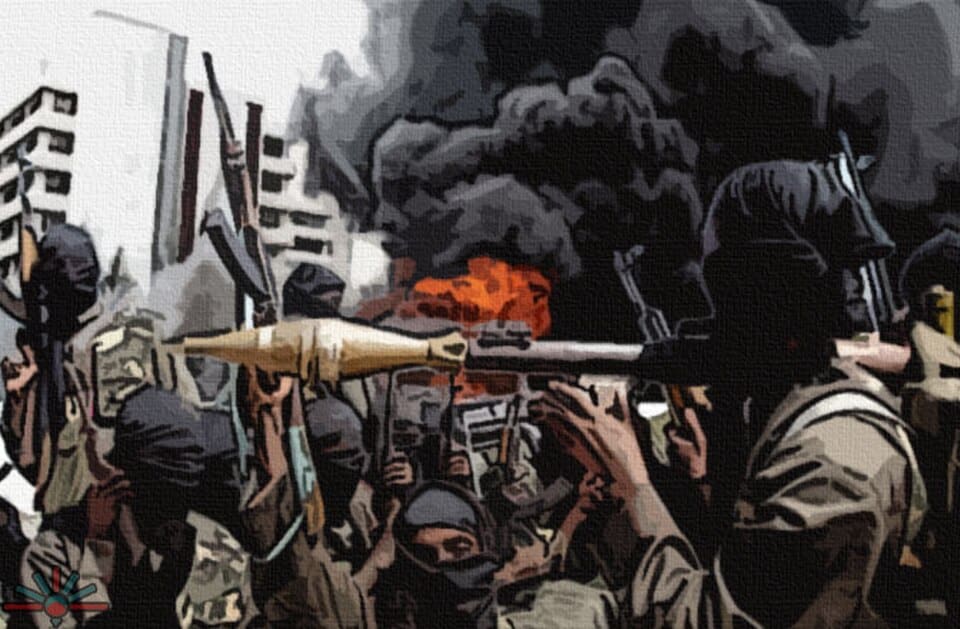 Illustration montrant un combattant de Boko Haram utilisant un outil numérique