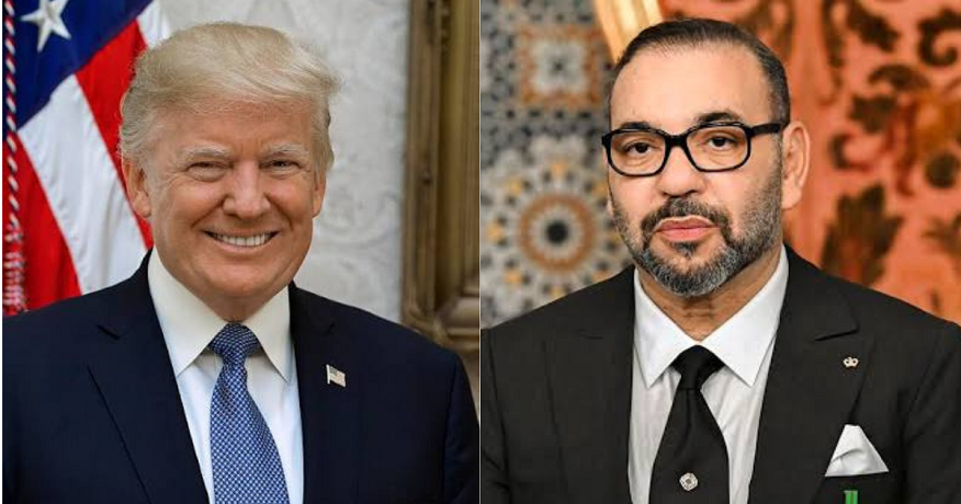 Donald Trump et le Roi Mohammed VI discutant de la souveraineté du Maroc sur le Sahara Occidental