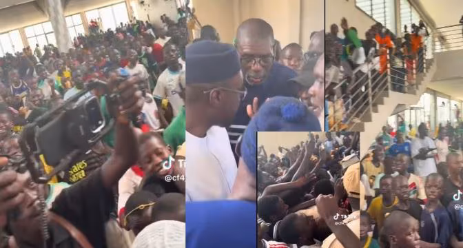 Foule enthousiaste accueillant Ousmane Sonko à Louga