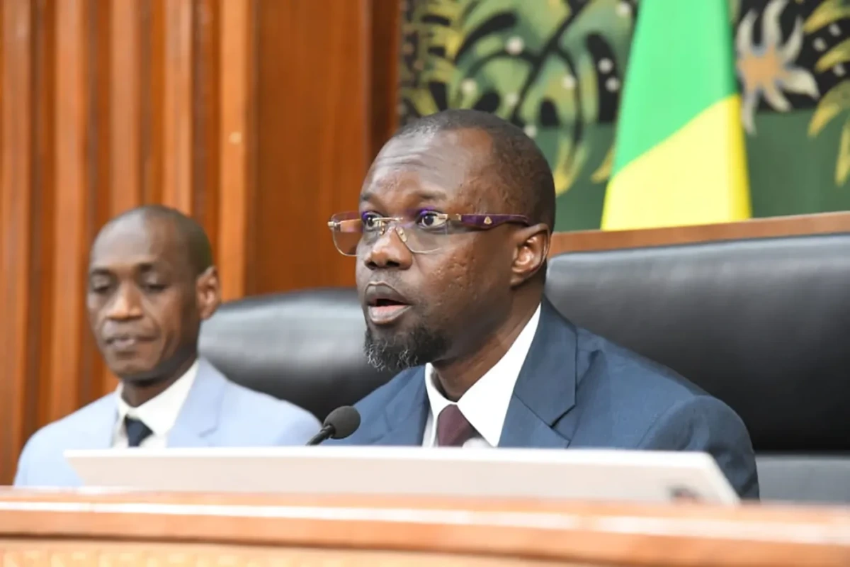Ousmane Sonko lors d'un meeting politique au Sénégal
