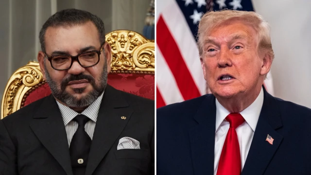 portrait du roi mohammed vi du Maroc et de donald trump
