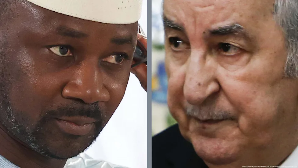 Drapeaux de l'Algérie et du Mali côte à côte, symbolisant le rapprochement diplomatique