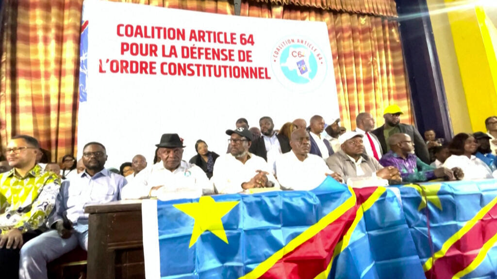 Les leaders de l'opposition de la coalition C64 lors d'une réunion à Kinshasa, en RDC