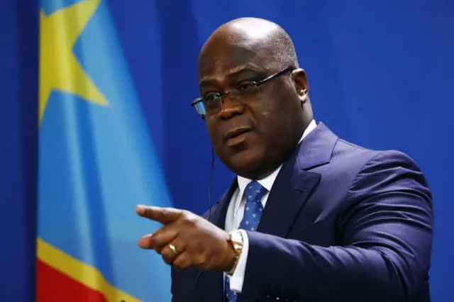Félix Tshisekedi s'adresse à son audience lors d'un discours