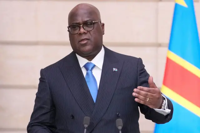 Le président Félix Tshisekedi s'exprime lors d'une conférence de presse